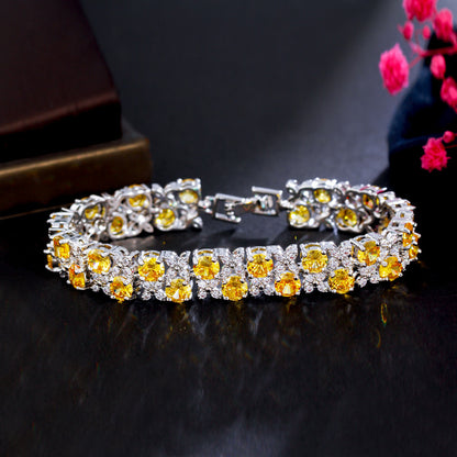 European And American Fashion Refined Zircon Bracelet Micro-inlaid Sapphire Rhinestone