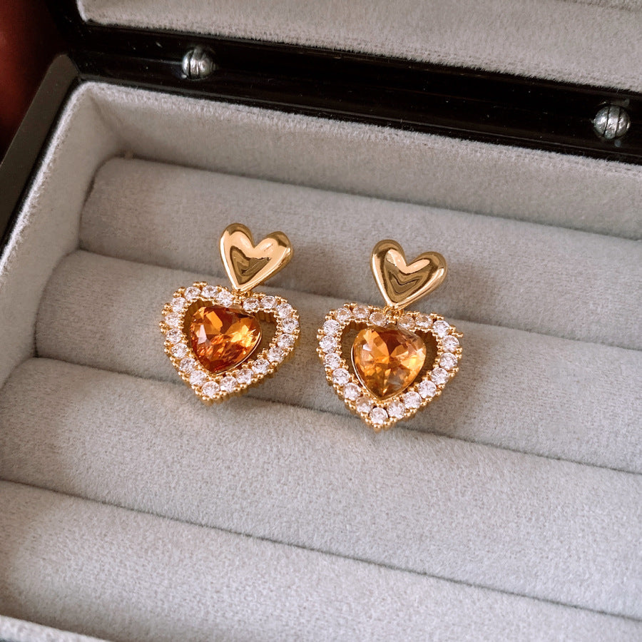 Women's Versatile And Simple Silver Needle Heart-shaped Earrings