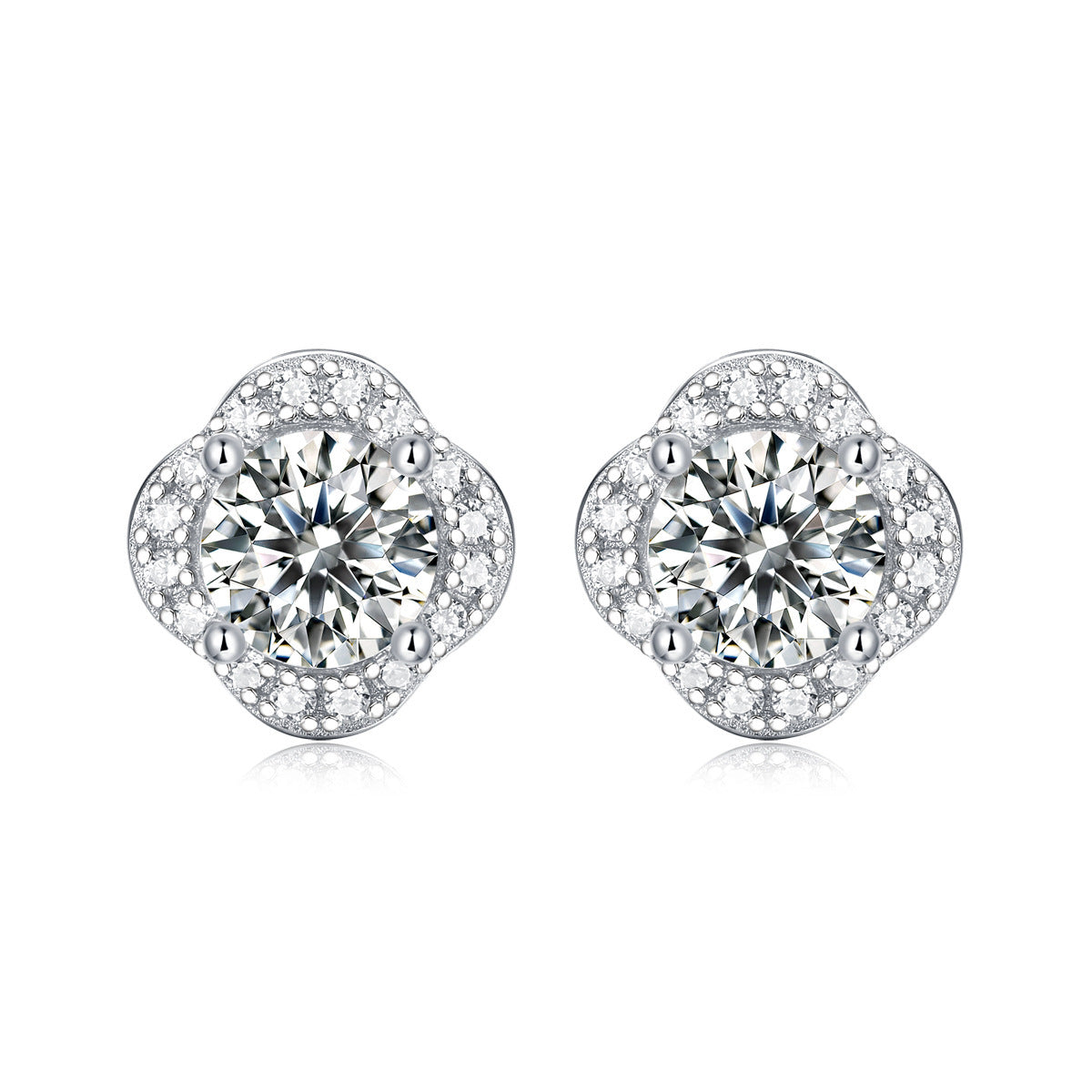 S925 Silver Earrings Moissanite New Fashion Trendy Flower Earrings