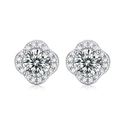 S925 Silver Earrings Moissanite New Fashion Trendy Flower Earrings