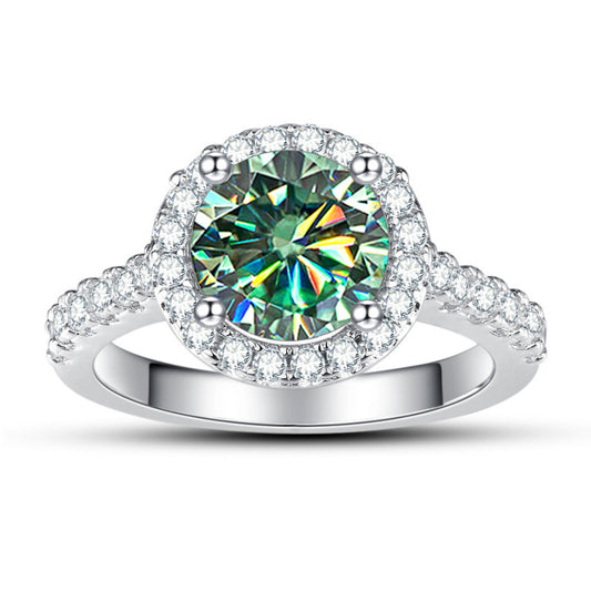 1 Karat Round Bag Color Moissanite Women's Ring