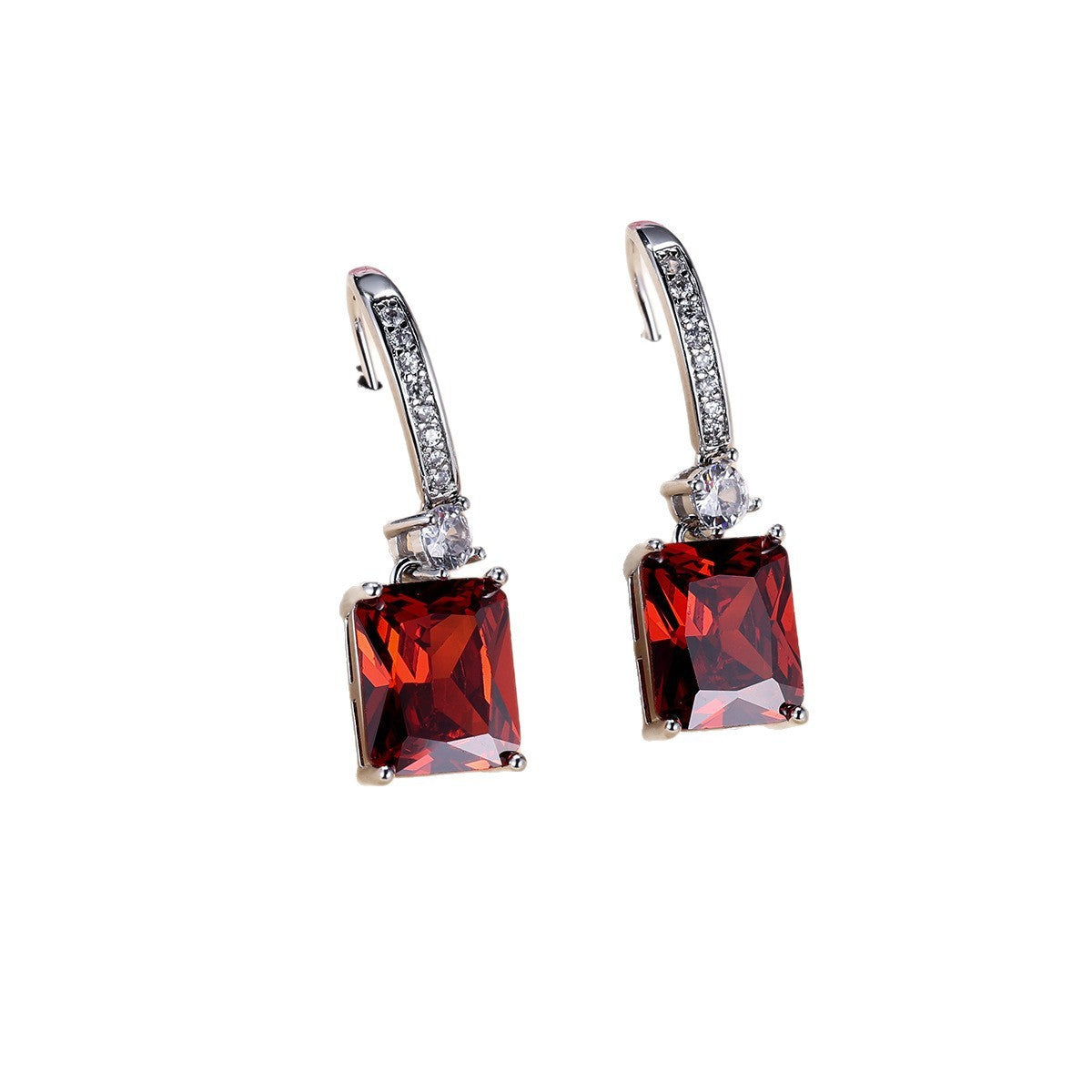 Micro Inlaid Zircon Square Diamond Ear Studs