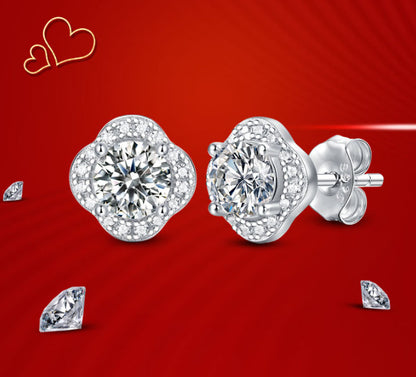 S925 Silver Earrings Moissanite New Fashion Trendy Flower Earrings