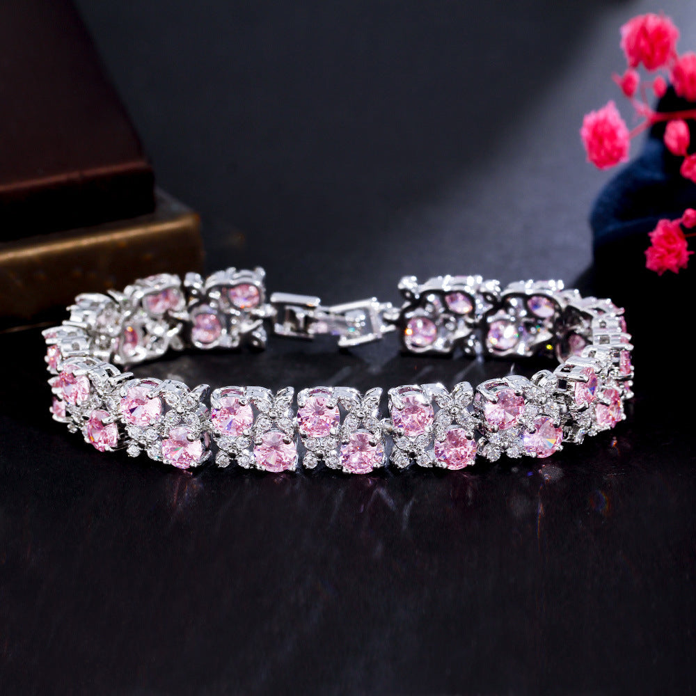 European And American Fashion Refined Zircon Bracelet Micro-inlaid Sapphire Rhinestone