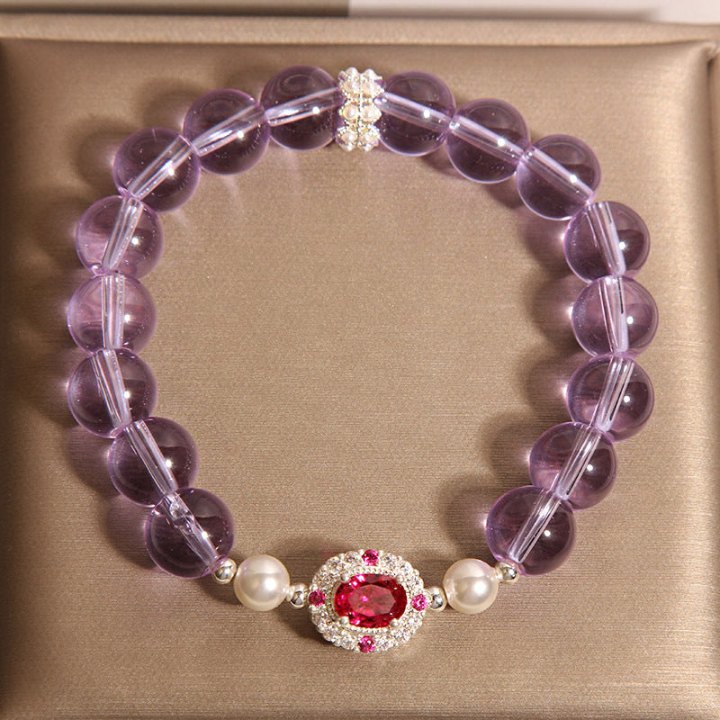 Amethyst Pearl Crystal Bracelet in Louisiana | Red Corundum Jewelry