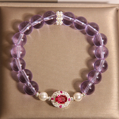 Amethyst Pearl Crystal Bracelet in Louisiana | Red Corundum Jewelry