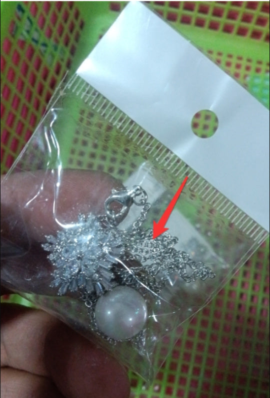 Korean temperament luxury high-grade pearl necklace earrings set with zircon jewelry micro all-match fashion bride