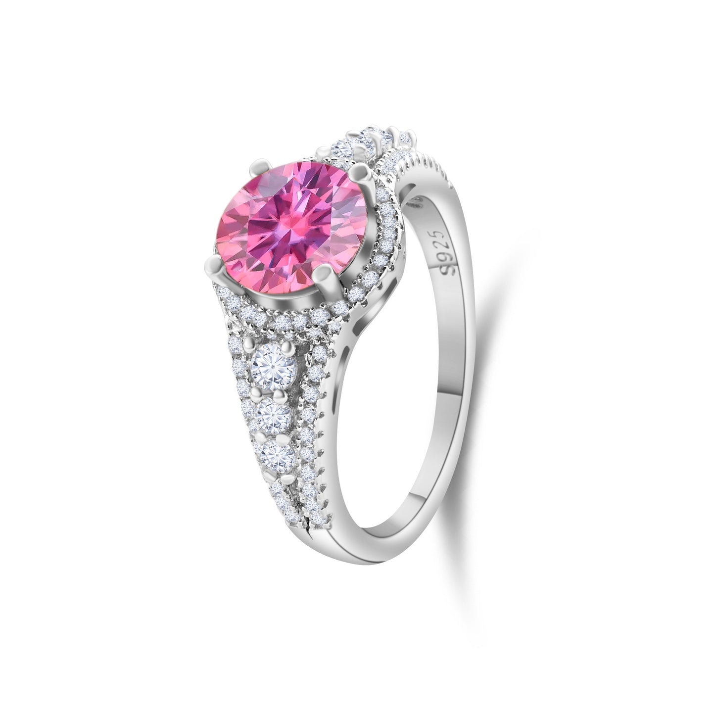 2CT Color Moissanite Ring Sterling Silver S925