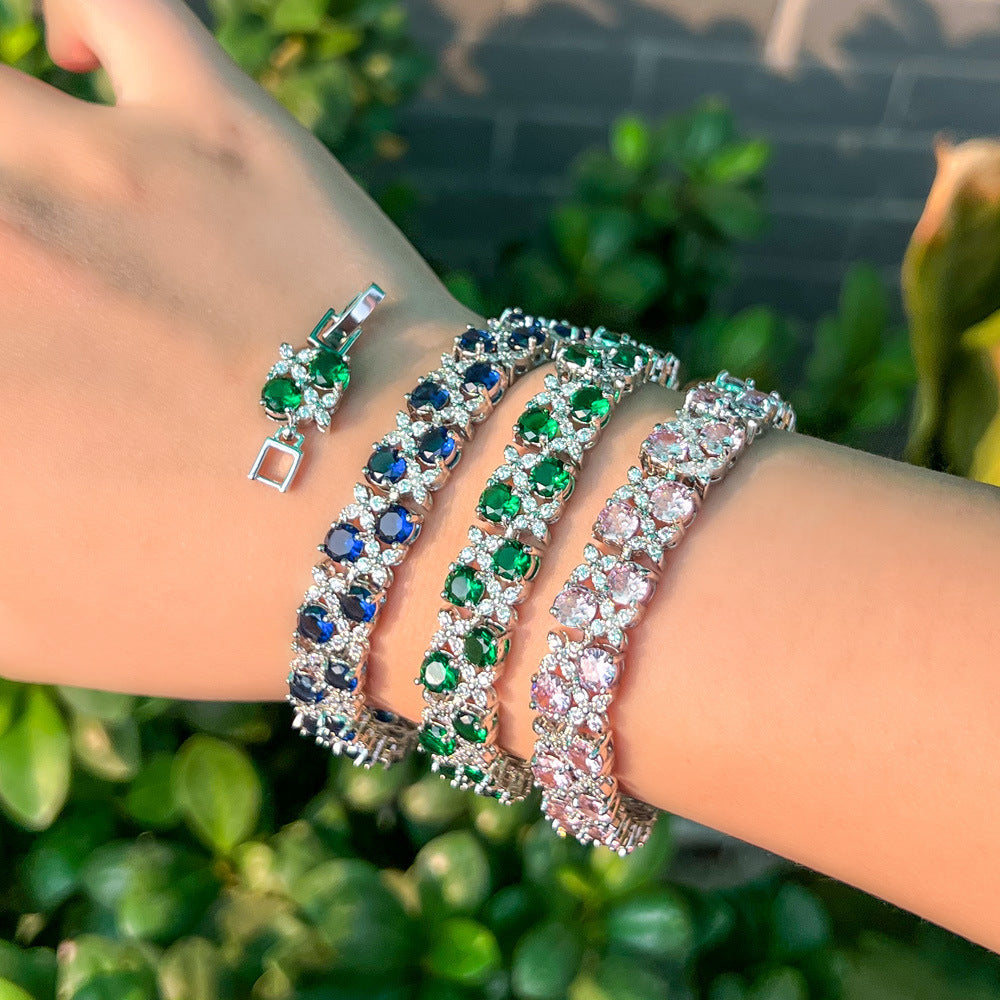 European And American Fashion Refined Zircon Bracelet Micro-inlaid Sapphire Rhinestone