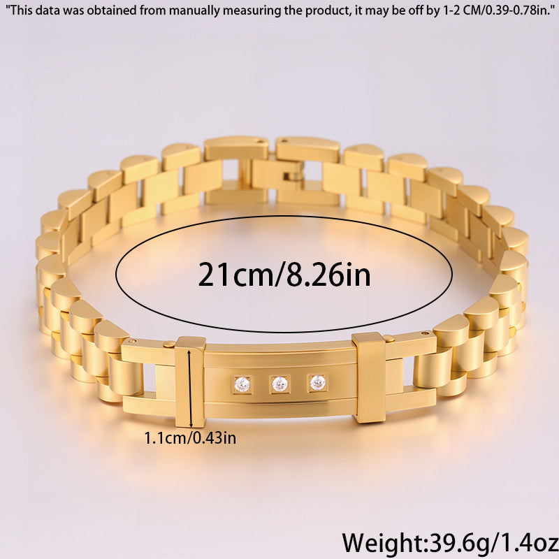 Women's Simple And Versatile Diamond Inlaid Curved Titanium Steel Bracelet