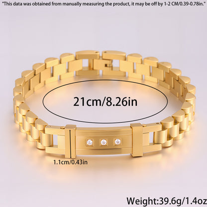 Women's Simple And Versatile Diamond Inlaid Curved Titanium Steel Bracelet