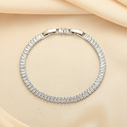 European And American Simple Rectangular Affordable Luxury Style Full Diamond Fashion All-match Bracelet