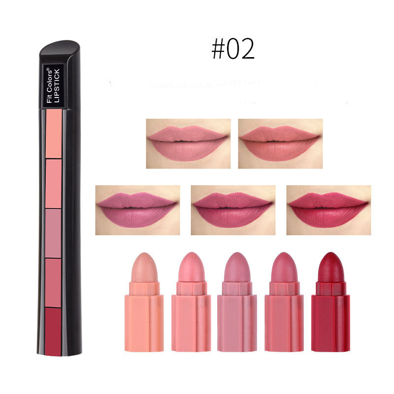 Matte 5-color Lipstick Set Velvet Lip Stick Non-stick Lip Gloss Long Lasting Waterproof Sexy Red Lipstick Louisiana Mart