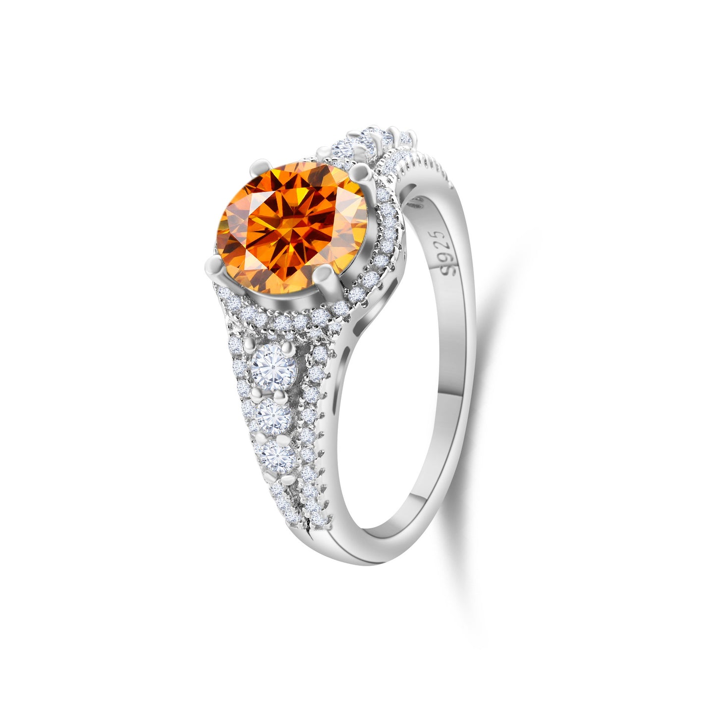 2CT Color Moissanite Ring Sterling Silver S925