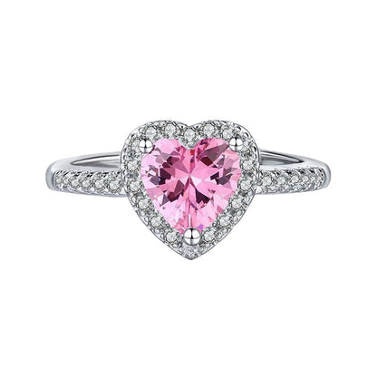 Women's Engagement Pink Diamond Alloy Inlaid Loving Heart Zircon Ring