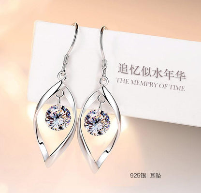 925 Silver Sterling Silver Eardrops Female Earrings Long